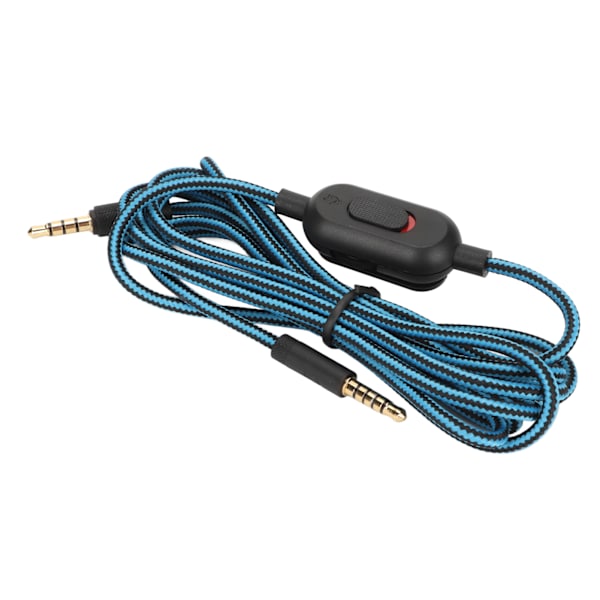 Spelheadsetkabel vävd hörlurssladd med volymkontroll och mute-omkopplare för Logitech G Pro X G433 G233 Blue