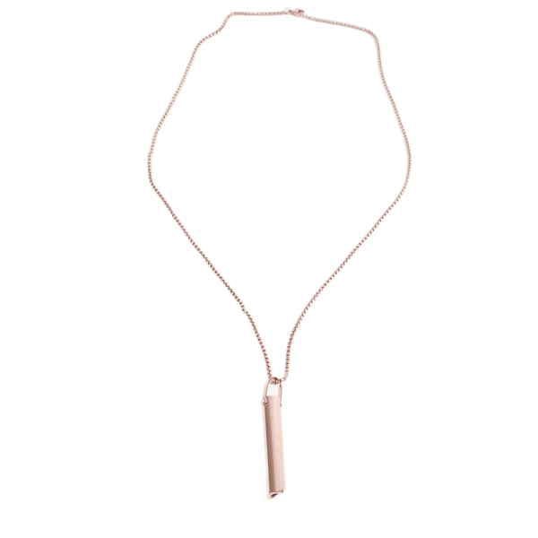 Andningshalsband Unisex moderiktigt rostfritt stål Halsband för stress relief för ångest Avslappning Meditation Rose Gold