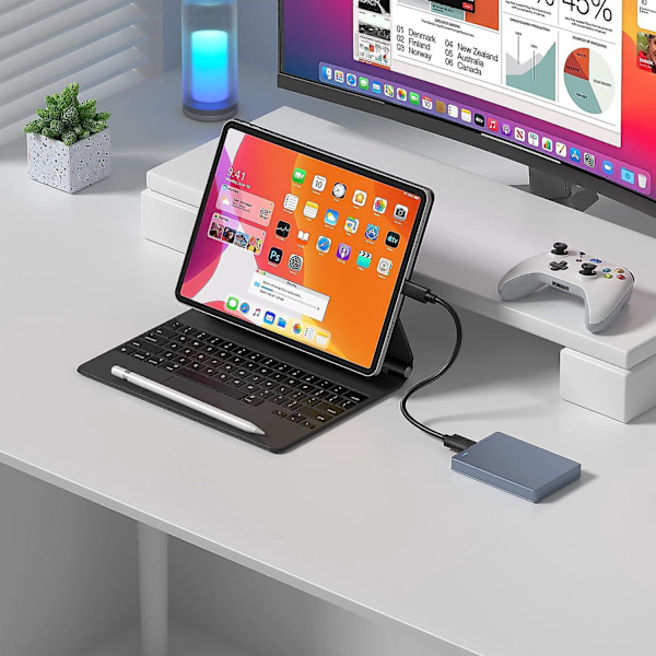 Kort USB B til USB C-kabel for ekstern harddisk USB 3.1 Rask 5 Gbps dataoverføring Kamerautskifting Kompatibel 1 pakke