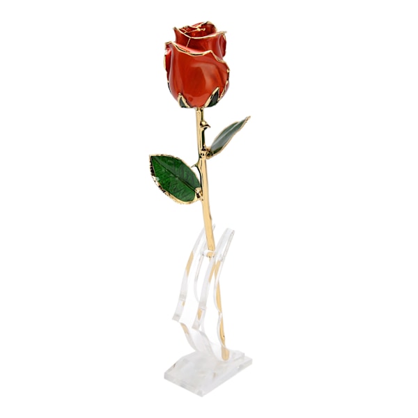 24K gullforgylt rose - utsøkt dekorativ gullbelagt dyppet rose med stativ for valentinsdag, jul, morsdag, oransje