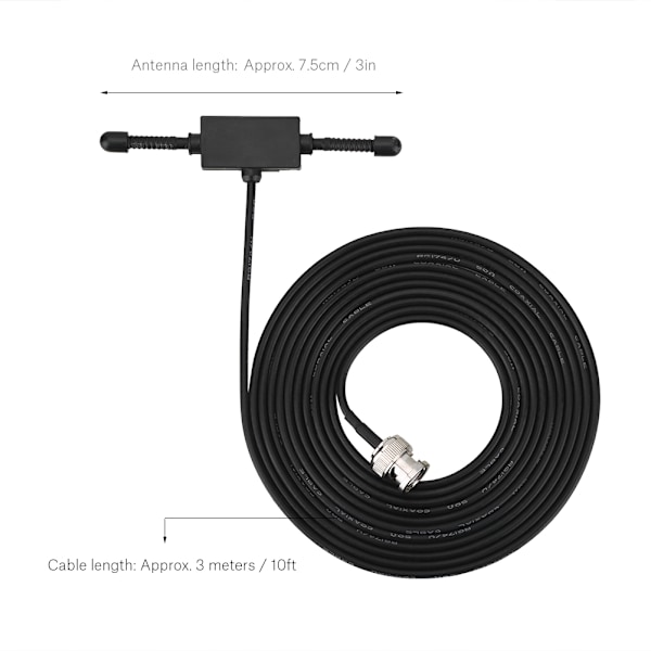 10ft Mobil Full Band Bilscanner Radioantenne Glasmontering med BNC-stik