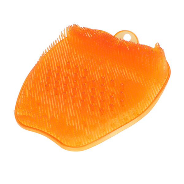 Duschfotmassagerskrubber med sugkopp Djuprengöring Främja blodcirkulationen Mjuk silikonfotskrubbermatta Orange