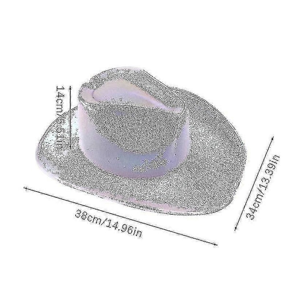 Disco Lysende Led Brud Cowgirl Hat Glødende Lys Bar Kasket Polterabend Festartikler Blinkende Neon Western Cowboy Hat Hvid