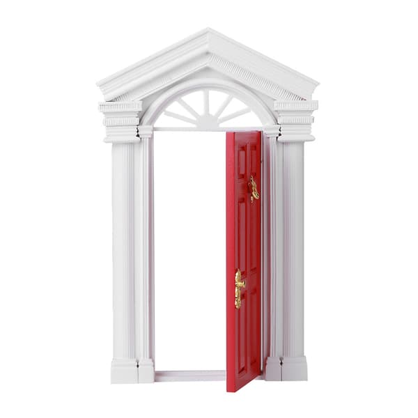 1:12 Dukkehus Miniature Lille Mini Fe Træ Birk Døråbning med Tilbehør Rød