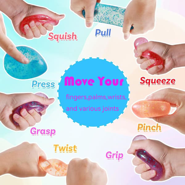 Blå Vanddråbe Glitter Squishy Bold, Blød Silikone Sensorisk Klemmelegetøj, Angstlindrende Fidget Legetøj med Stabil Base til Skrivebordsdekoration blue
