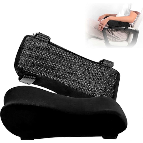 Armleneputer til Stol, Memory Foam for Kontorstol Gamingstol (2 STK svart)