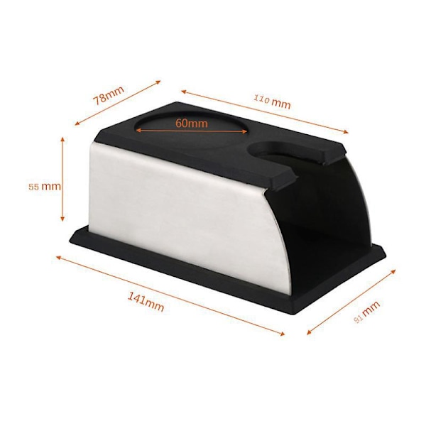 Ruostumattomasta teräksestä valmistettu espresso-portasuodatinpaineasema, 14 x 7/9 cm, korkeus: 5,5 cm - Premium Matt Black Puristusteline