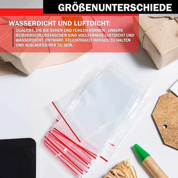 Genomskinliga återförslutningsbara plastpåsar - Förpackning med 100 (40 x 60 mm)