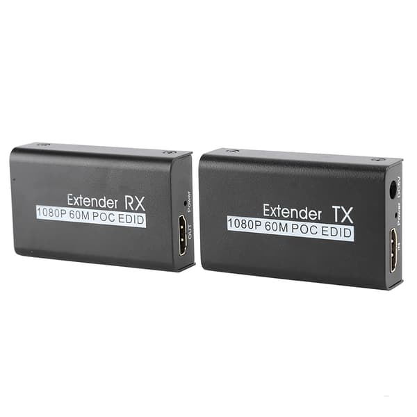 HDMI-forlenger 60M Internett-sender for POC-kabelstrøm EDID-læringsfunksjon 100‑240VEU
