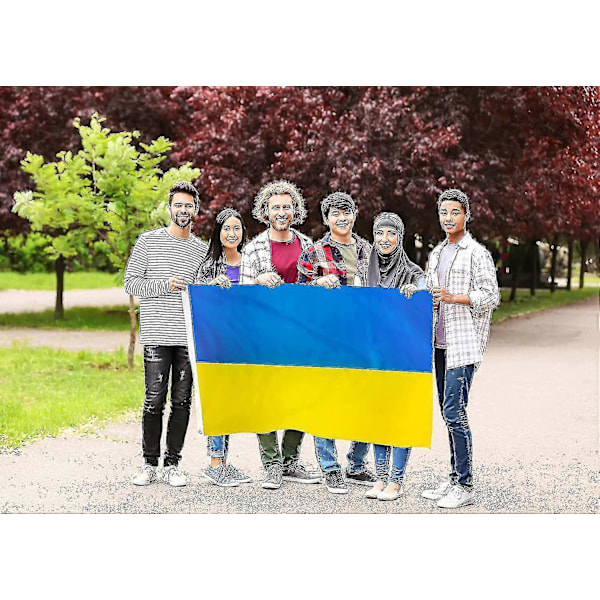 Ukrainan lippu 90x150cm polyesteriä - Ukrainan kansallislippu messinkirenkailla