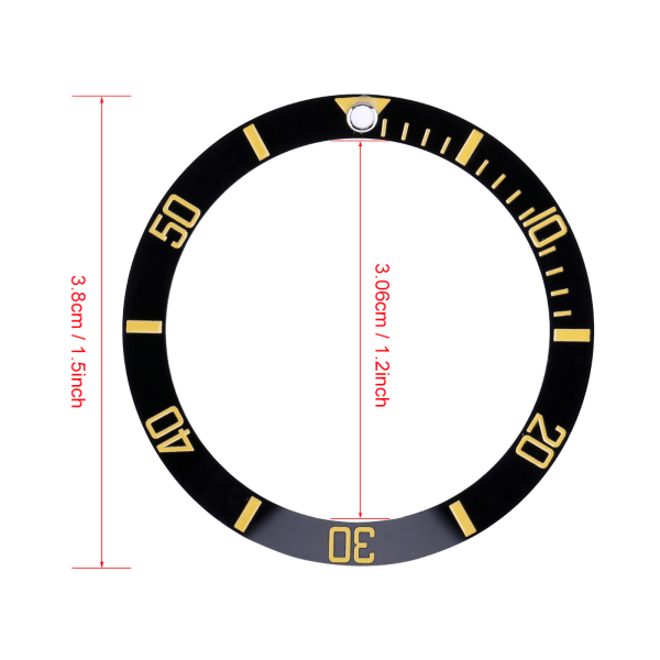 Ny keramisk watch Armbandsur Bezel Insert Loop Ersättningsdelar (guld)