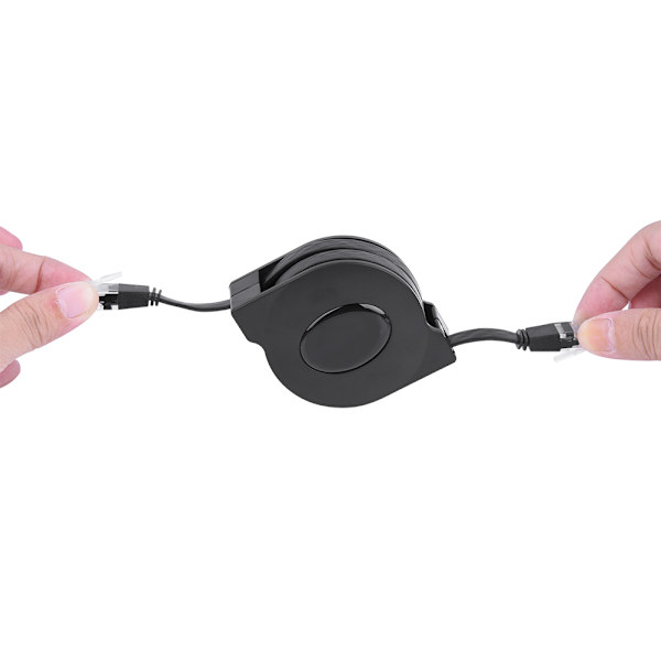 1 stk Ny justerbar uttrekkbar CAT6 RJ45 Lan nettverkskabel svart (2m)