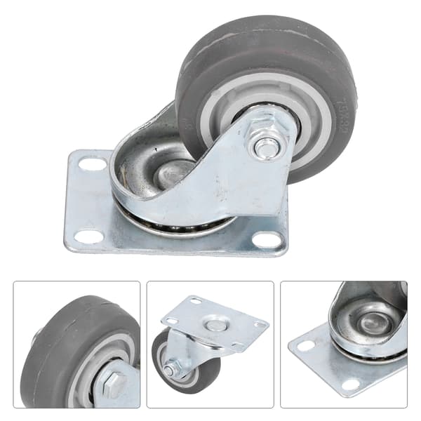 Hjul Industriel Silent 360° Styring 2-Lagers TPR Gummiutstyr Dia75mm Grå