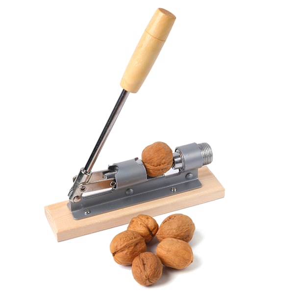 Pecan Nøddeknækker Mekanisk Justerbar Design Træ Rustfrit Stål Valnød Tang Åbner Værktøj