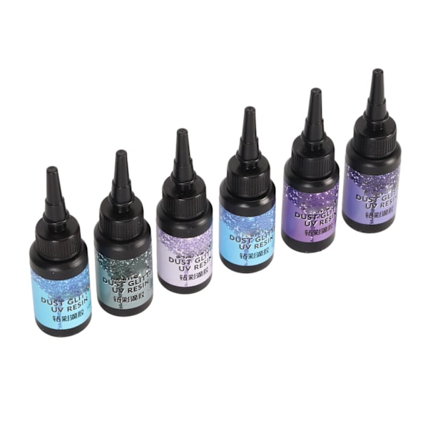 6 stk farget UV-harpiks 10 ml hver pennformet raskherdende aluminiumsfolie Tetting UV-lim for DIY smykker håndverk Lilla serien