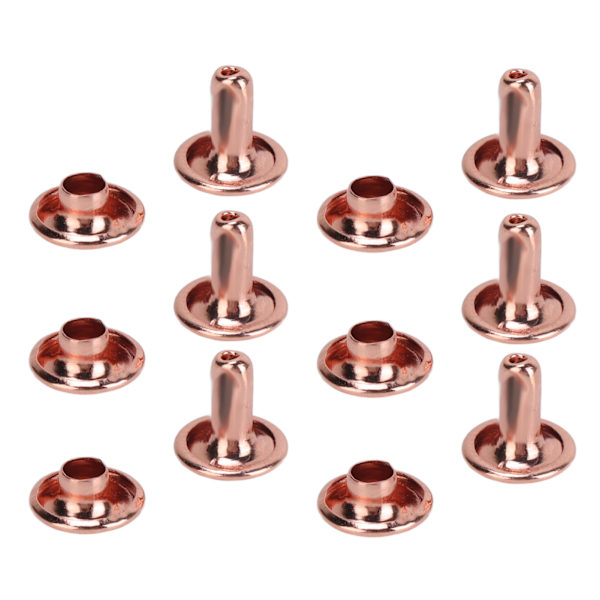 300 set lädernitar 6x8 mm 7x8 mm 8x8 mm roséguld Stark metall dubbla cap för hattbältesskor