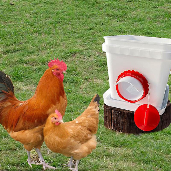 Regnsäkert hönsfoder med 8 portar och 1 hålsåg - Gravity Feed-kit för hink och tråg (6 vita)