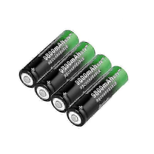 4 stk. 18650 3.7V 9800MAh Lithium Ion Batteri kompatibelt med LED lommelygte, elbil, elcykel, powerbank, bærbar computer
