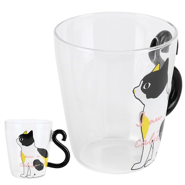 Kattekop Kaffe Mælk Te Vand Glas Børneflaske Transparent Varmebestandig Genanvendelig Krus (Hvid Kat)