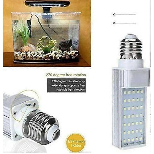 Hvid Plante Akvarium 7W Vækstlys LED Tank Fisk Koral Pære E27 Lampe