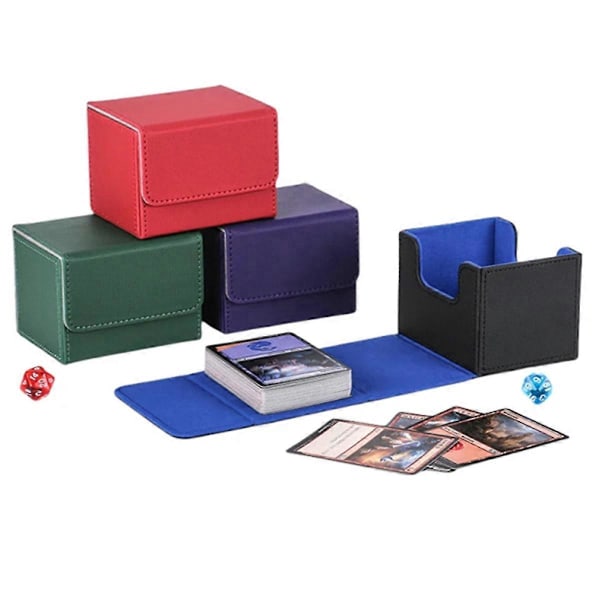 100+ Samlekort Deck Box Spillekort Etui Beskytter Sort&Blå