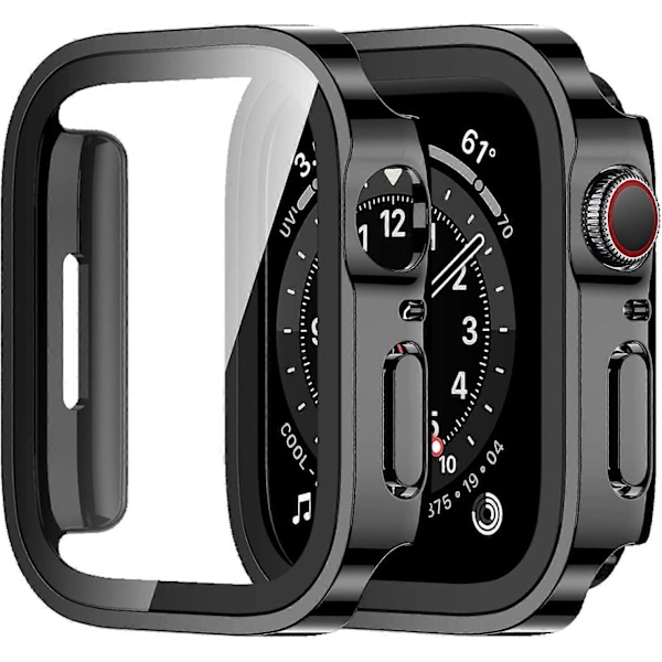 2 Stycken 40mm (Svart) Skal Kompatibelt med Apple Watch 44mm Series 6 SE Series 5 Series 4 med Skärmskydd, Ultratunt Hårt Skal Anti-Repor Tem