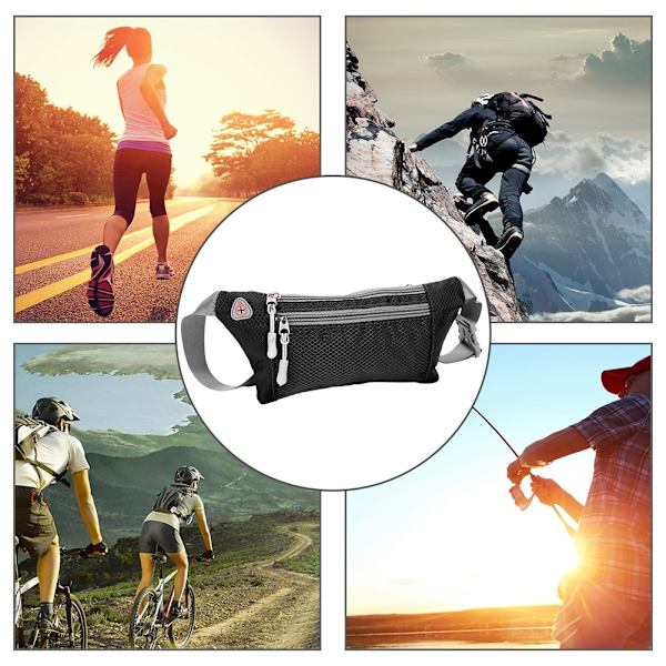 Utomhus bärbar sport midjeväska multifunktionell löpning cykel midjeväska (svart)