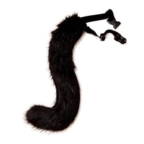 Falsk Pels Kattehale til Cosplay og Halloween Kostume Sort Lang Hale Sæt