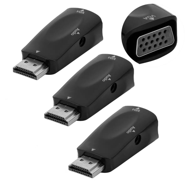 3 sæt HDMI han til VGA hun konverter 1080P videoadapter med lydudgangskabel