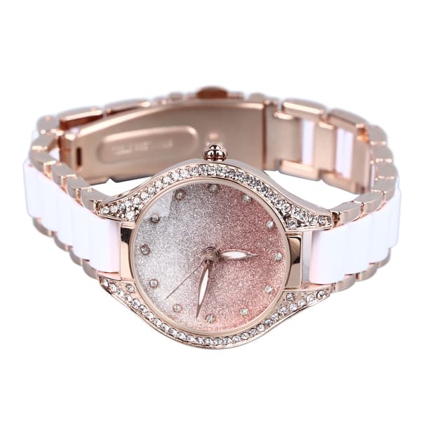Dam Quartz Klocka Trendig Elegant Rostfritt Stål Armband Strass Bling Damklocka för Vardagsbruk