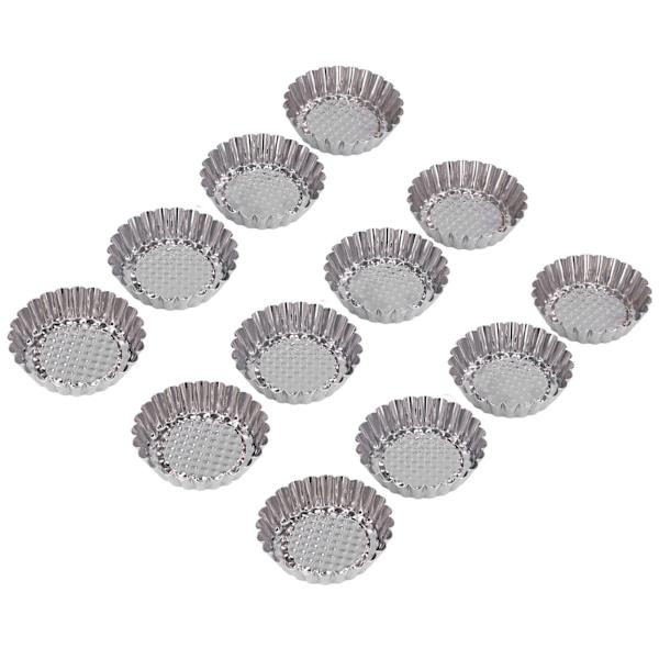 12 STK eggterteform rund kakeform i rustfritt stål cupcakeform bakeverktøy for kjøkkendessertbutikk