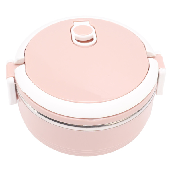 Termisk lunchlåda i rostfritt stål, enkelskiktad, bärbar, isolerad bento-låda med säkerhetsspänne för barn och vuxna, rosa