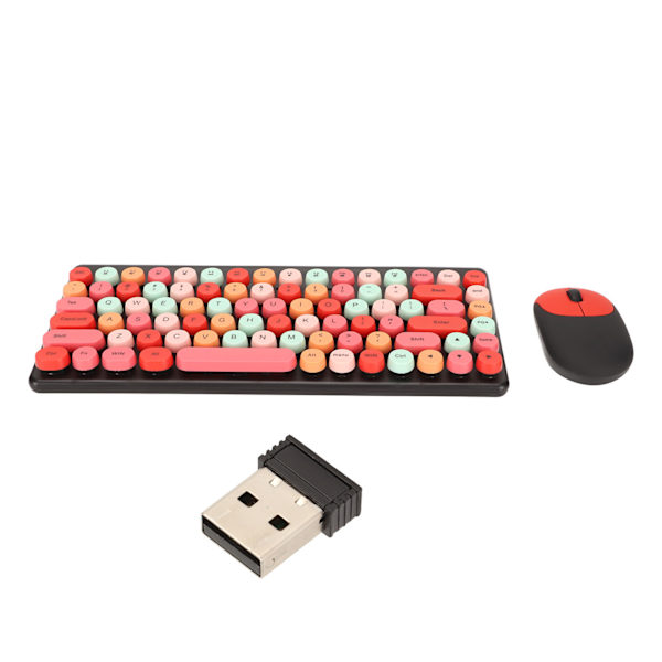 Trådlöst tangentbord Mus Combo 2,4 GHz trådlös mus 86 tangenter Färgglada set med USB mottagare Svart