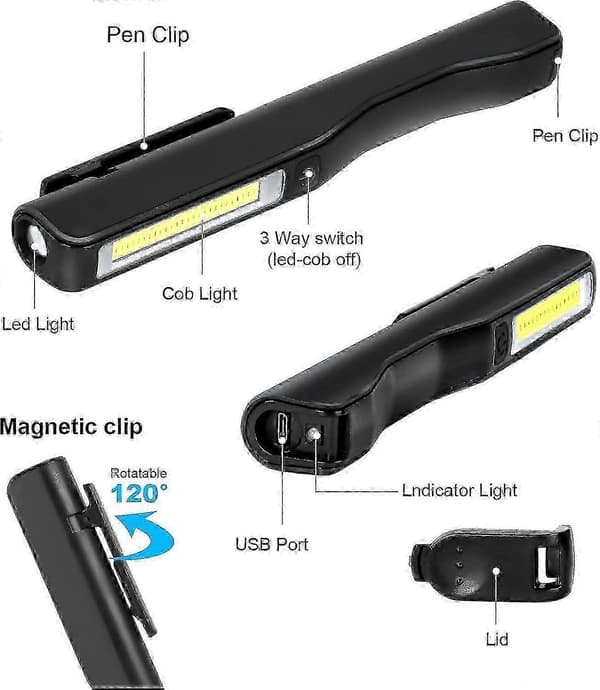 2026 Workshop Lamp, LED Work Light, COB Work Light, LED Hand Lamp, Rechargeable, Super Bright LED Inspection Lights with
