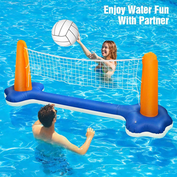 Uppblåsbar pool flytande set volleybollnät och basketkorgar flytande pool simning spel leksaker för barn och vuxna vattensporter set