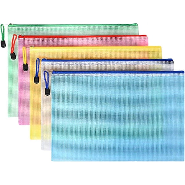 Stor Transparent Pennfodral Plastplånböcker, Transparenta Filväskor Mesh Pennfodral (Gul, Svart, Blå, Grön, Röd, A5) (1 Pennfodral, Slumpmässig Färg)
