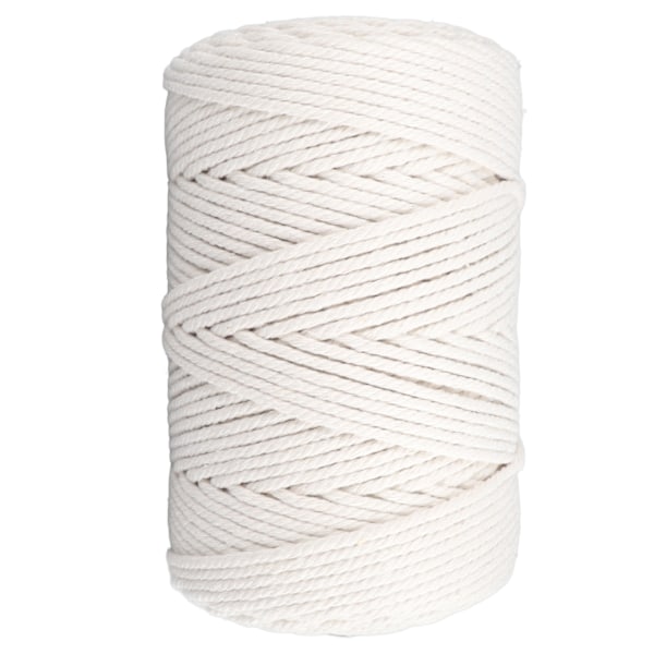 Vit Macrame Cord 4mmx21,9 Yards Macrame Rep Bomullslina för vägghängande Växthängare Hantverk Stickning