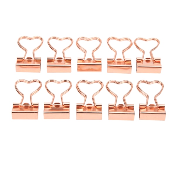 10 st Bindeklippar Kärleksform Roséguld Klämkraft Tätt Manganstålplåt Material Pappersklämmor