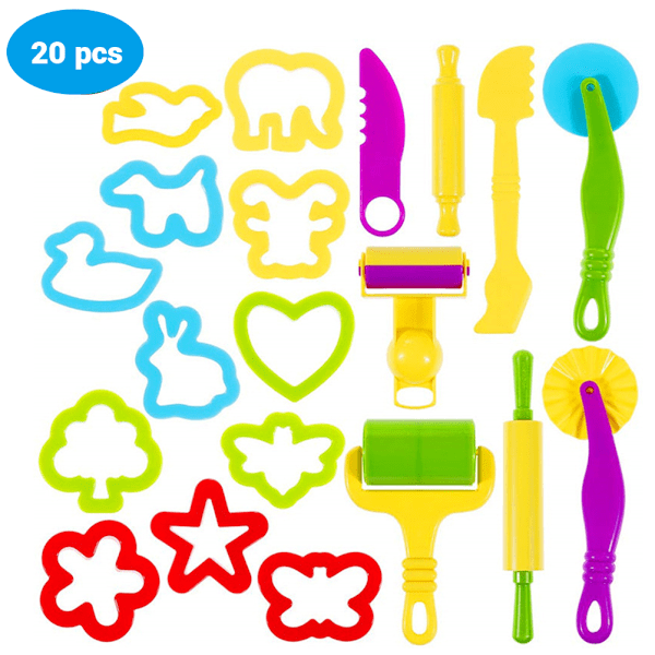 20pcs DIY Clay Mold Modeling Clay Kit Plastic Play Dough Tools Set for Children Kid Gift