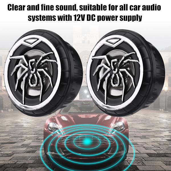 2 stk. Kreative Auto Car Spider Pattern Super Power Loud Audio Speaker Tweeter Højttaler