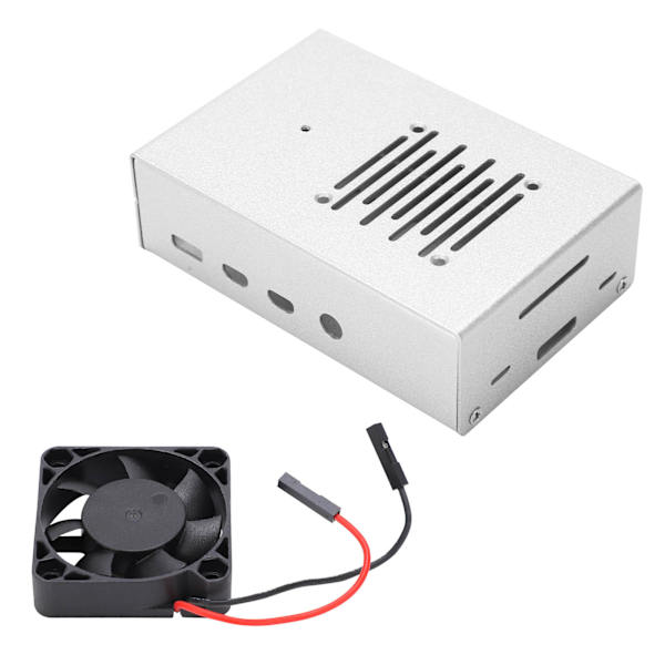 Aluminiumslegeringskabinet Køleventilator Varmeafledningsventilator til Raspberry Pi 4B Sølv