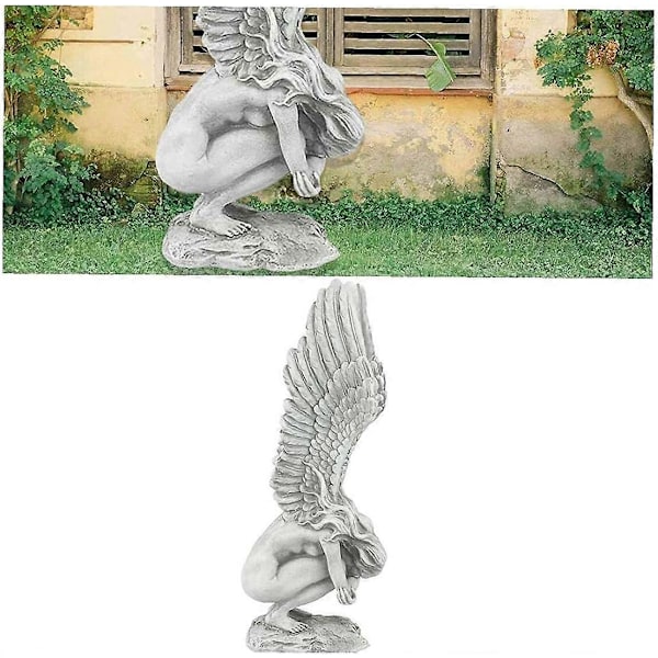 Engel Statue Ornament Forløsningsengel Skulptur Kunst Engel Vinger Statue Resin Display