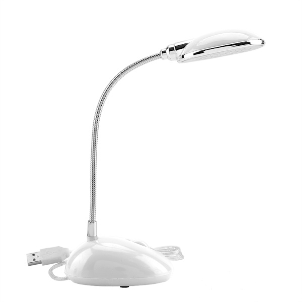 Ljusstark 13 LED-bordslampa Lätt flexibel USB bordslampa för bärbar dator Stationär PC Vit