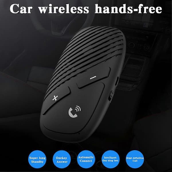 Bilsolskydd Bluetooth-kompatibel högtalartelefon Handsfree Automatisk högtalartelefon Svart