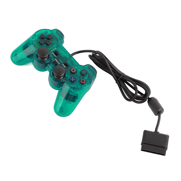 PS2:lle langallinen peliohjain, mukava ote, kestävä kaksoisvärinä, langallinen läpinäkyvä peliohjain, vihreä