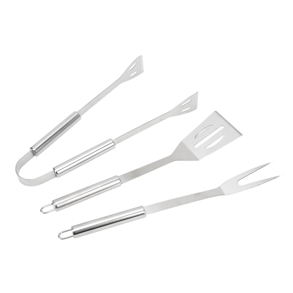3PCS Grill Tools Set Utensils Set Rustfritt Stål Spatel Tong Gaffel BBQ Tools Set med Oppbevaringspose for Matlaging Fest