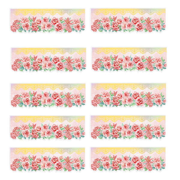 10 Sheets Per Pack Beautiful Day PET Stickers Lace Romantic Series Lace Flower Ledger DIY Decorative Stickers Handbook Supplies Pink Rose