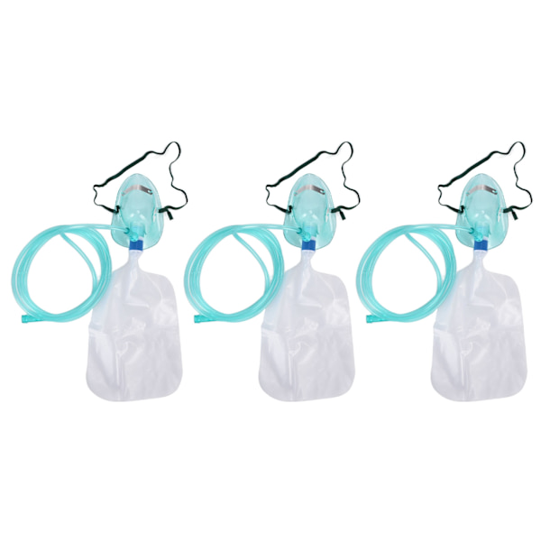 3 Sæt Engangs Bløde Silikon Oxygenrør Maske Sæt Oxygenforsyningsudstyr Forbrugsvarer Størrelse L Oxygenpose med Maske