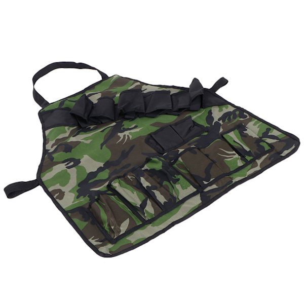 Monitoiminen taskullinen esiliina 600D Oxford-kangasta Camouflage-piknik-grilliesiliinat Vedenpitävä sotilasvihreä