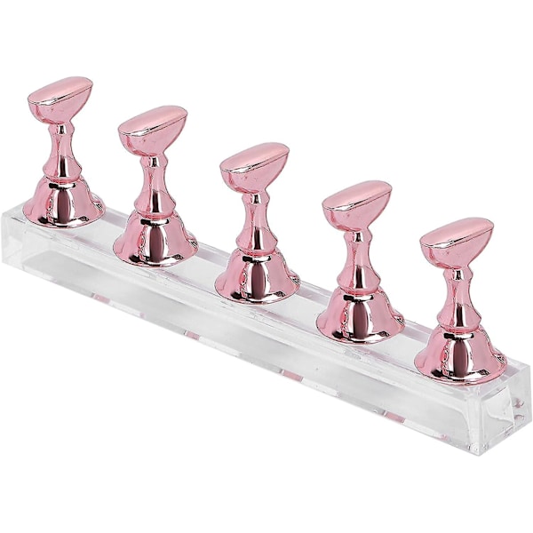 Magnetisk Nagelövningsbas Rosa Nageltipshållare för Manikyrverktyg Falska Naglar